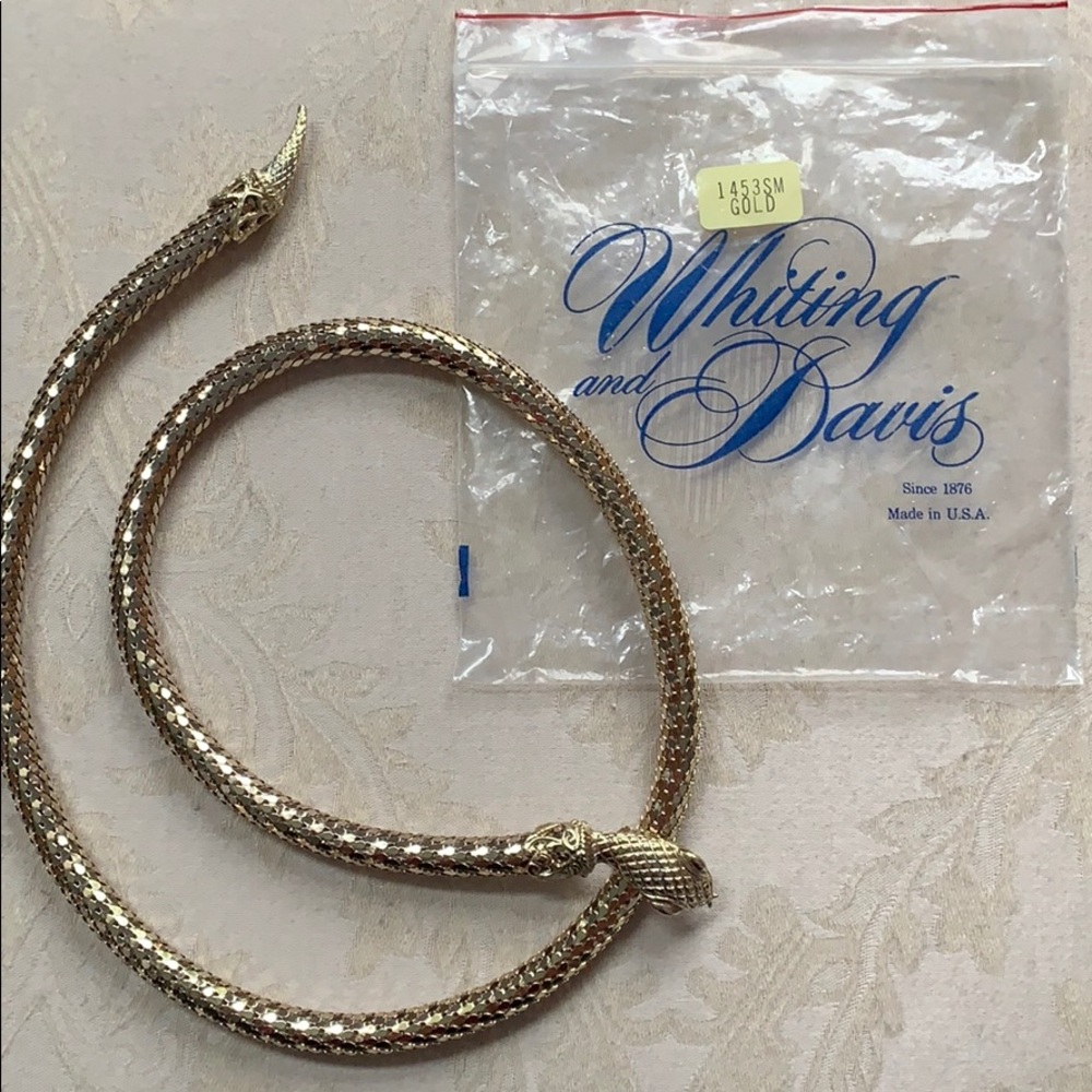 Rare vintage Whiting and Davis gold snake belt